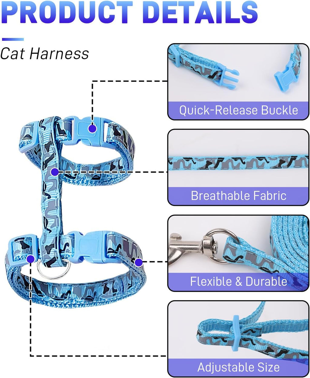 Close up of Gaahkai cat harness adjustable buckle mechanism