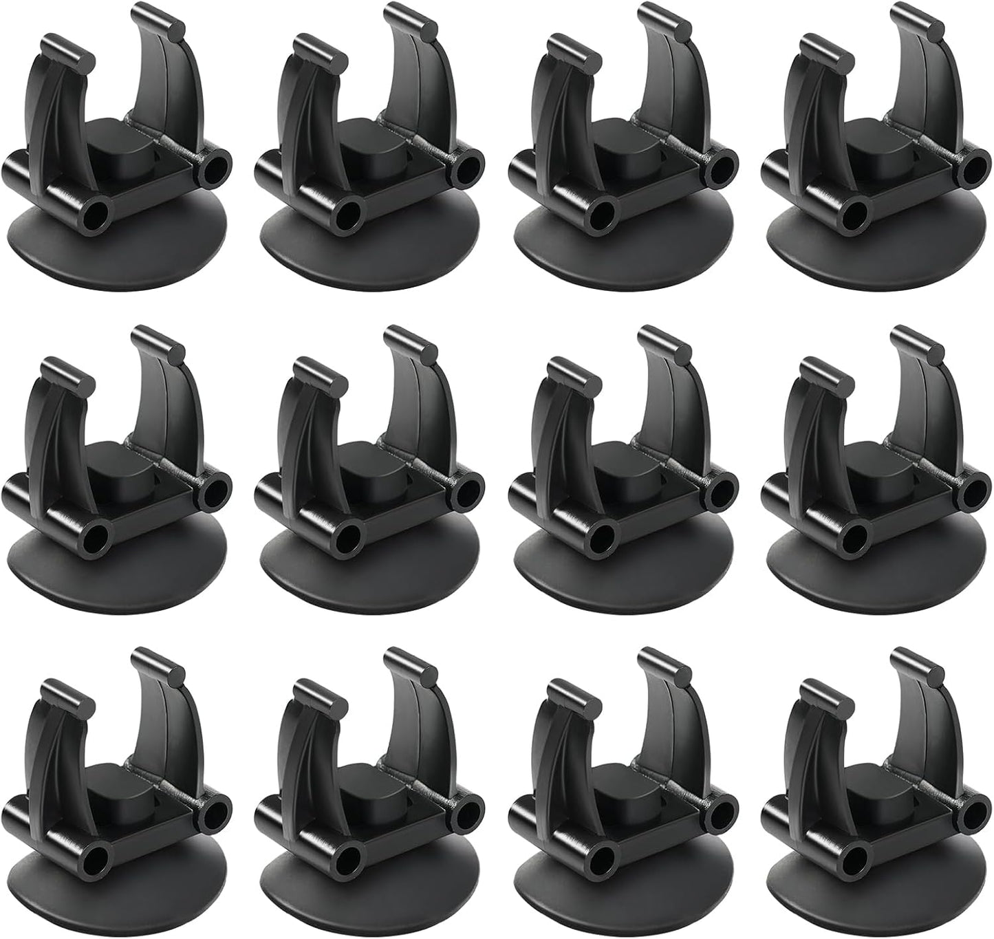 Twelve pieces of genuine imported Aquaneat black aquarium heater suction clamps in original product configuration.