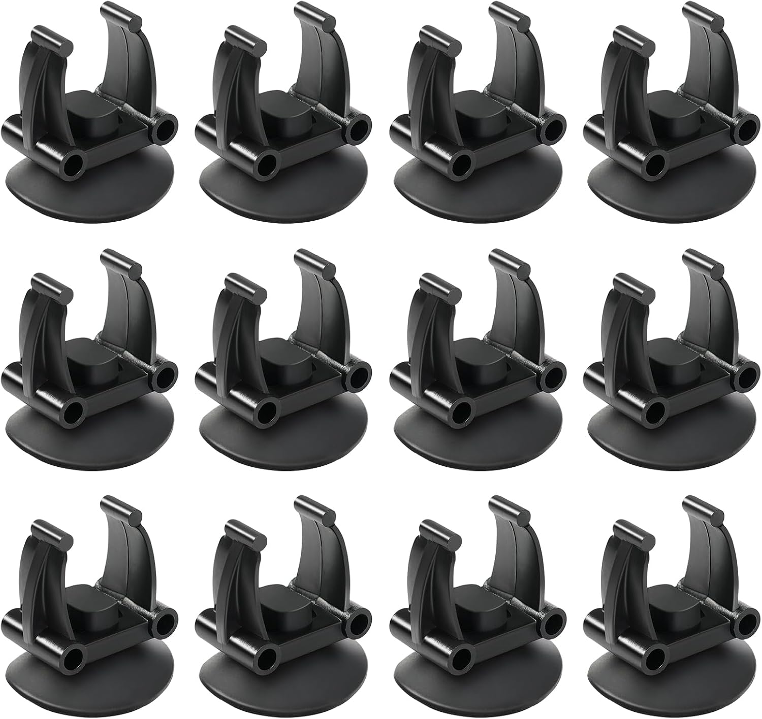 Twelve pieces of genuine imported Aquaneat black aquarium heater suction clamps in original product configuration.