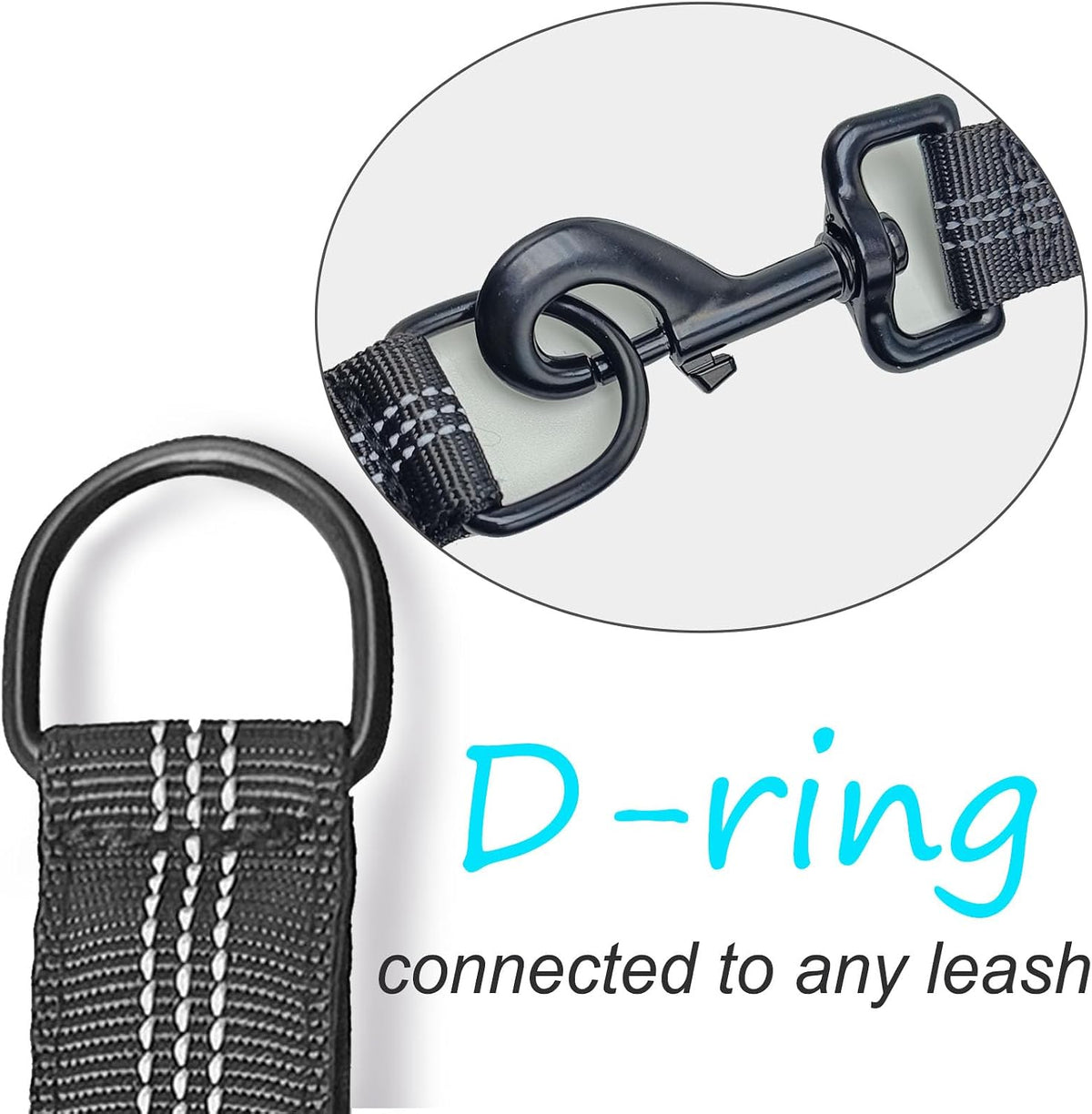 Mycicy 21 inch bungee dog lead extension stretching to 29 inches under tension