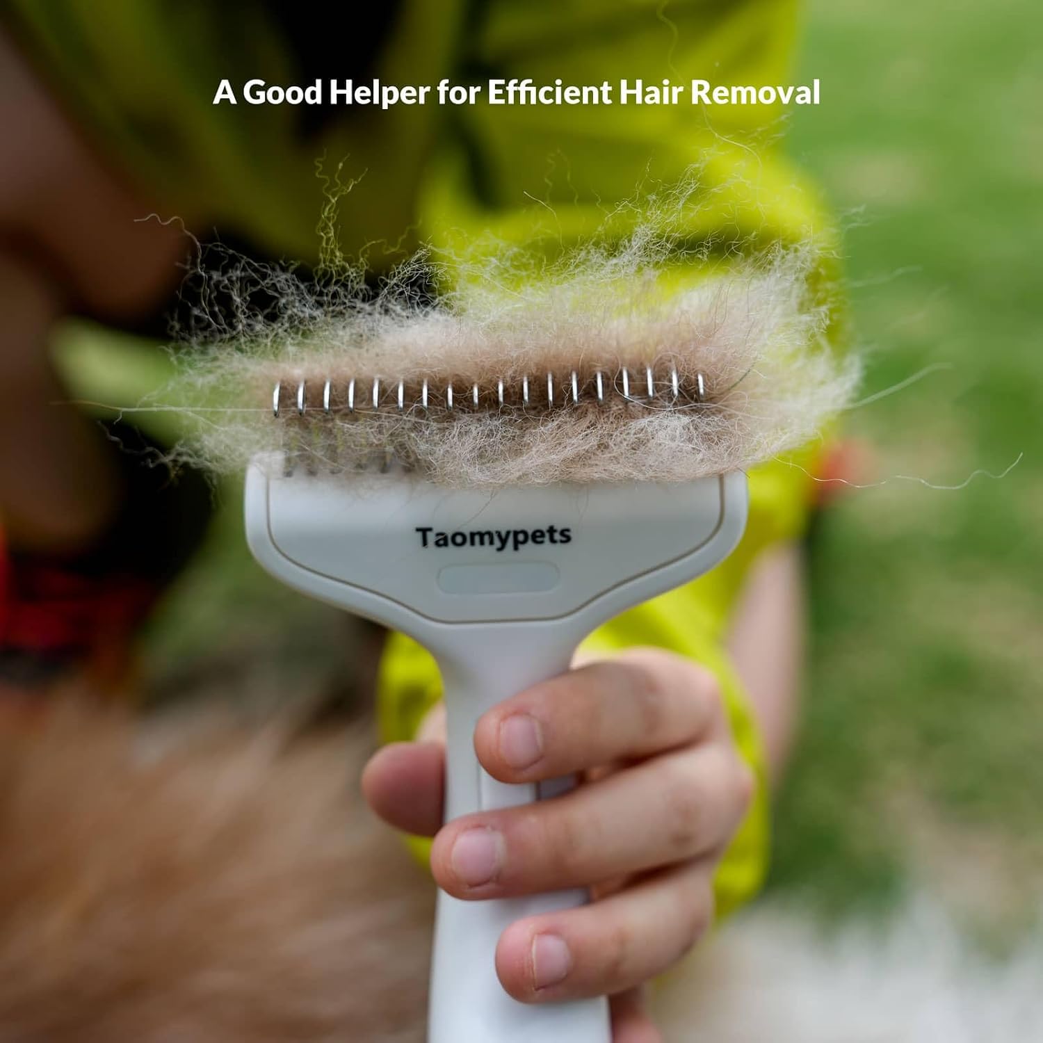 Extra wide pet grooming rake for undercoat removal