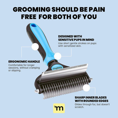 MalsiPree pet grooming tool side view demonstrating durable stainless steel construction