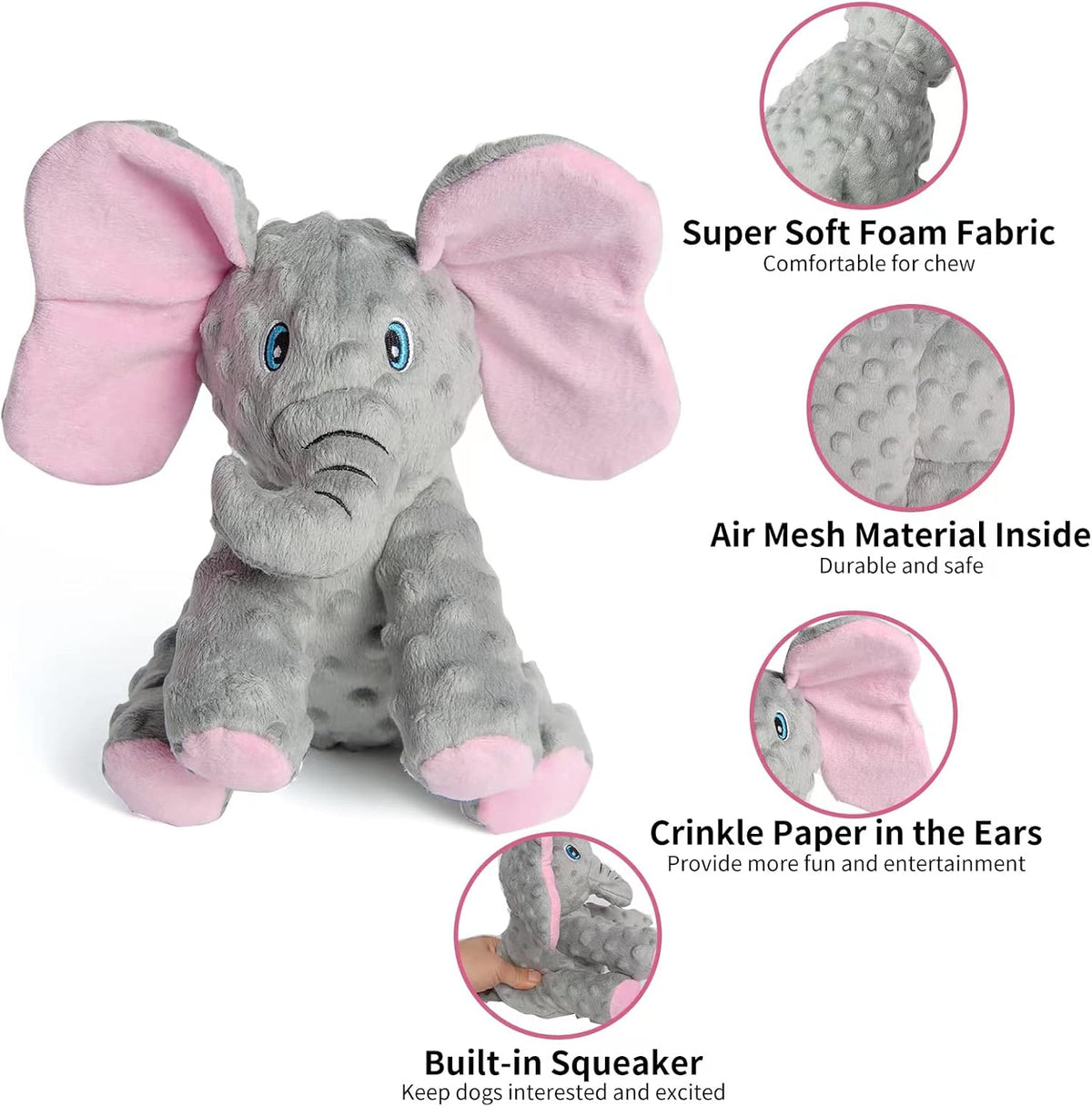 DODODOLA interactive puppy toy with internal crinkle paper lining