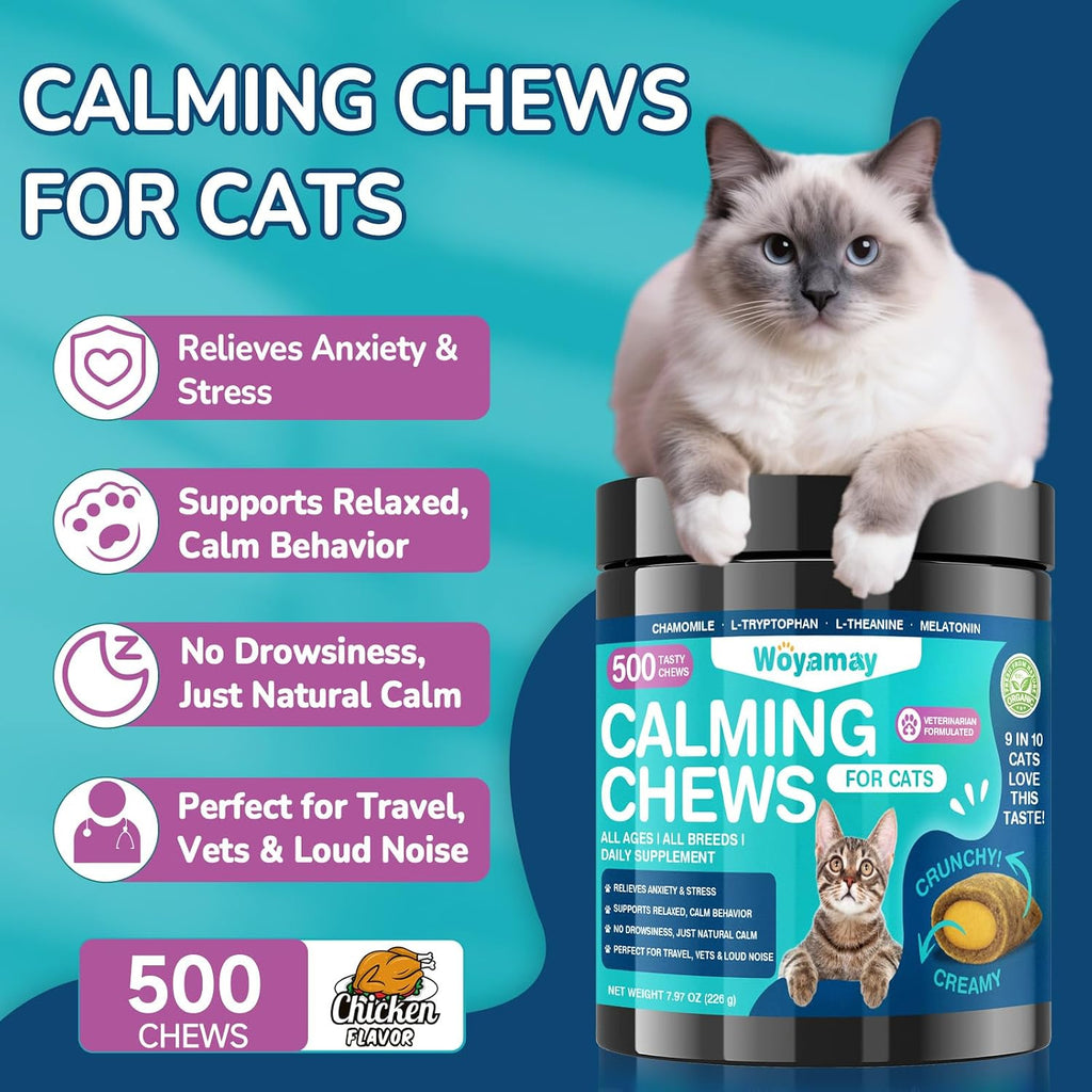 Woyamay dual texture crunchy and creamy cat treats for stress management