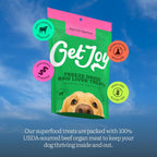 Get Joy USA imported authentic freeze dried dog treats close up
