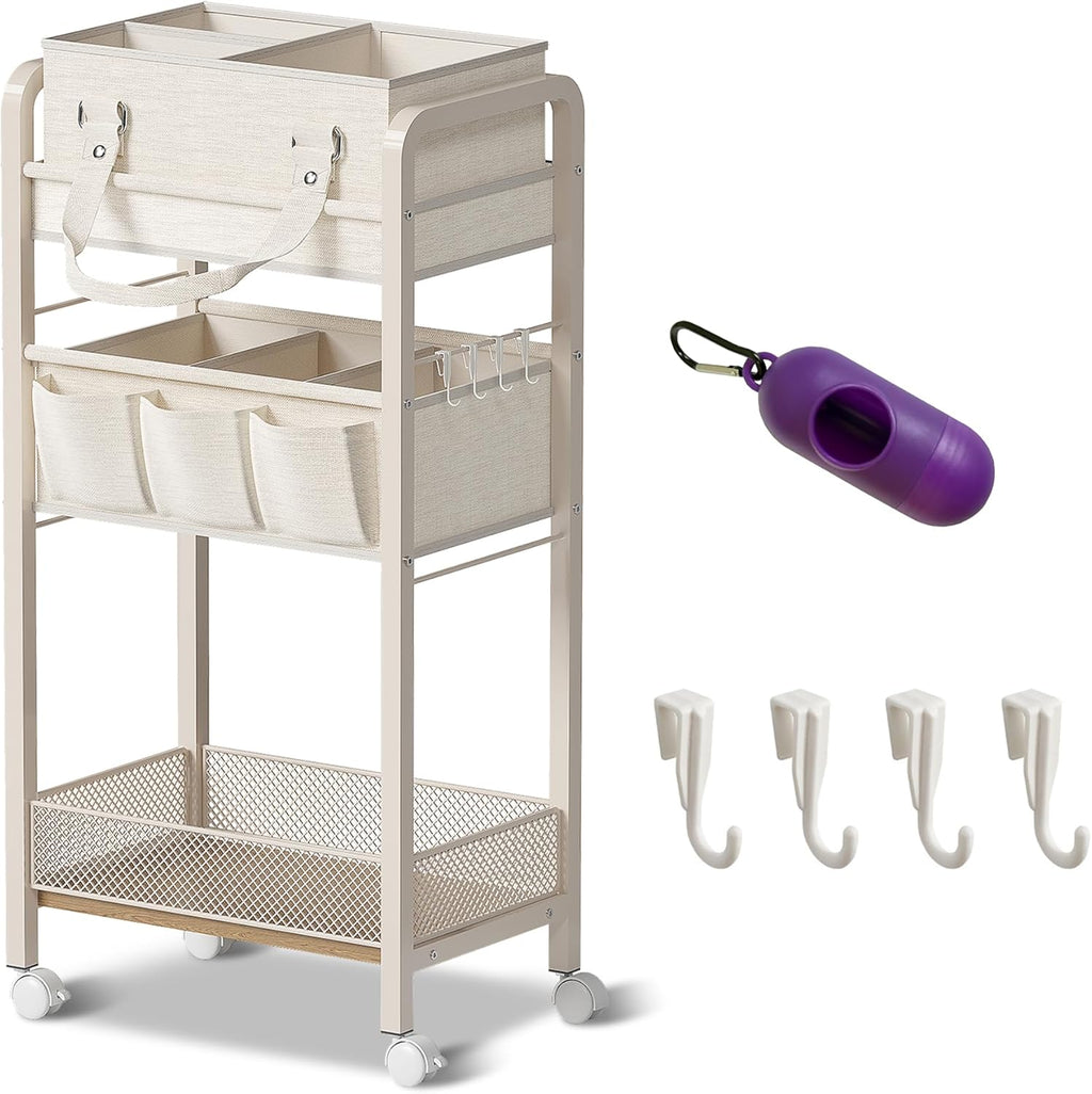 JRANBRJS baby diaper caddy and rolling storage cart front view