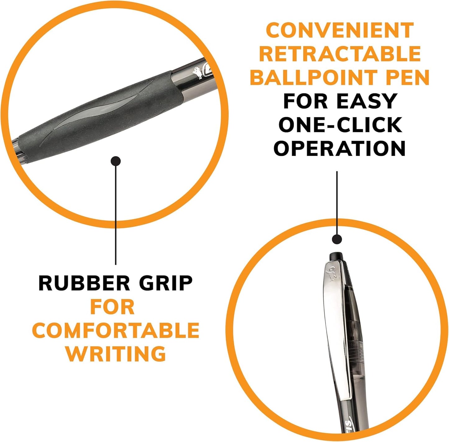BIC Glide Black Retractable Ballpoint Pens, Medium Point (1.0mm), 12-Count Pack, Ultra Smooth Writing Black Pens - Image 9