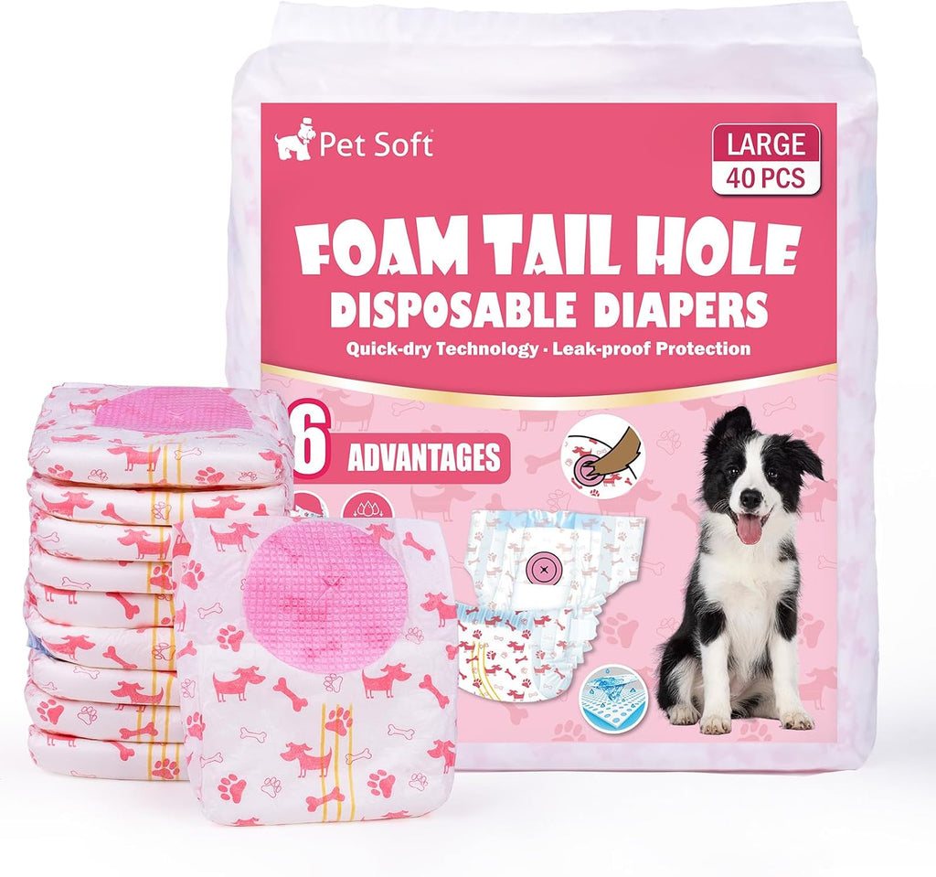 Pet Soft Disposable Dog Diapers - Female Dog Diapers with Adjustable Foam Tail Hole, Ultra Protection Puppy & Cat Diapers Wetness Indicator for Dogs in Heat or Incontinence, 50pcs (S,Red) - Image 13