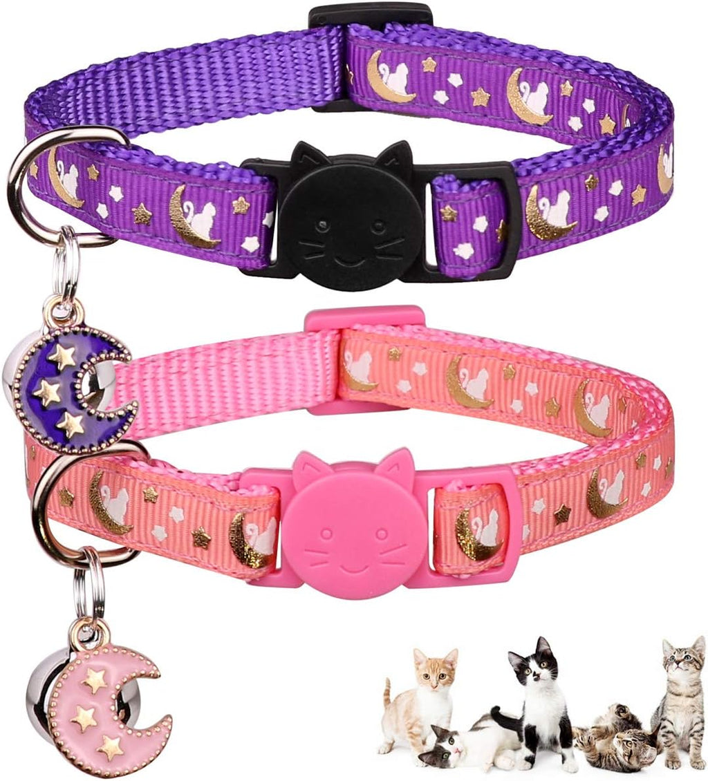 Baeuppit 2Pcs Breakaway Cats Collars Cat Collars for Boy & Girl Cats Adjustable Kitten Collars with Bell,Black+Gray - Image 13