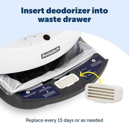 Side view of the automatic waste bin compartment showing where to install the pod accessory.