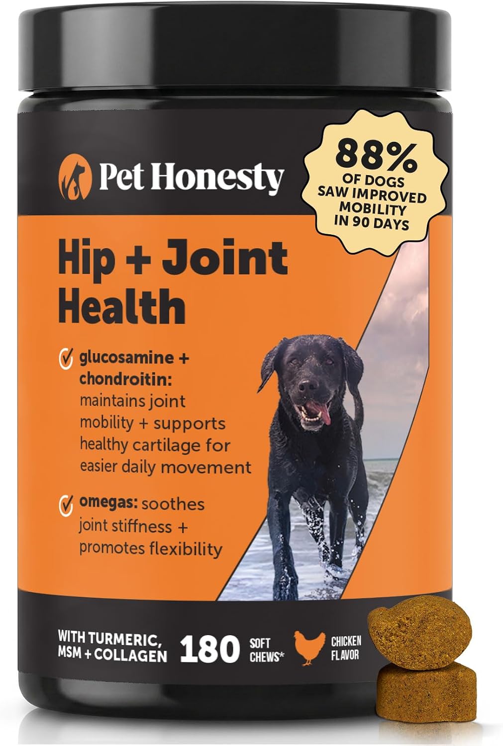 Hip + Joint Supplement for Dogs with Glucosamine Chondroitin - MSM, Turmeric & Collagen Soft Chews - Joint Function, Stiffness, and Mobility Support, May Reduce Occasional Discomfort (Chicken, 90 Ct) - Image 11