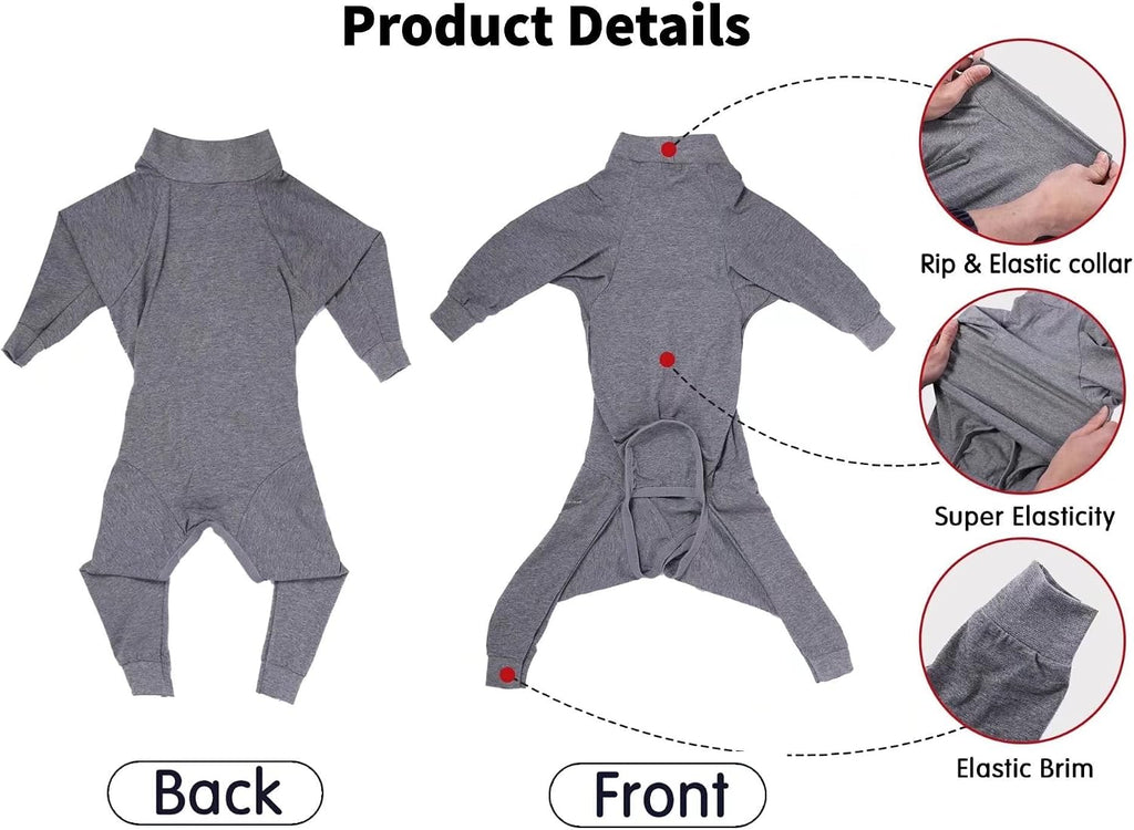 Xqpetlihai canine post operative bodysuit showing abdominal wound protection coverage