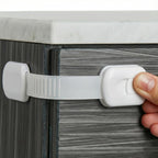 Wappa Baby child safety strap locks 12 pack front view showing premium white packaging for home baby proofing.