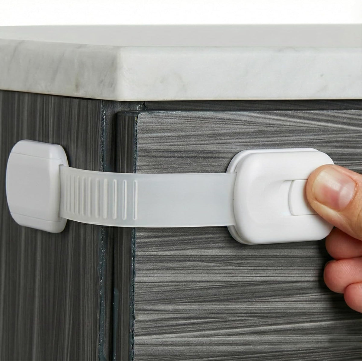 Wappa Baby child safety strap locks 12 pack front view showing premium white packaging for home baby proofing.