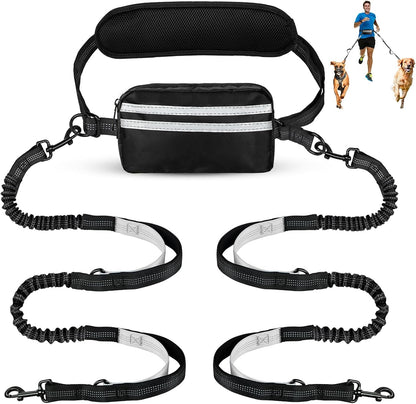Hands Free Dog Leash, Double Dog Leash with Waist Bag, Back Brace, Double Padded Handles, Running Belt Fanny Pack with Phone, Treat, (Large, 26-120 lbs) - Image 14