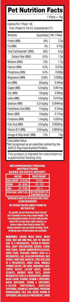Milk-Bone GravyBones daily feeding guide and biscuit sizing