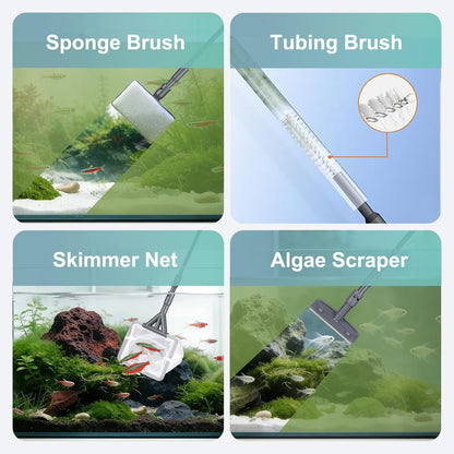 Carefree Fish aquarium algae scraper attachment close up clearing glass buildup.