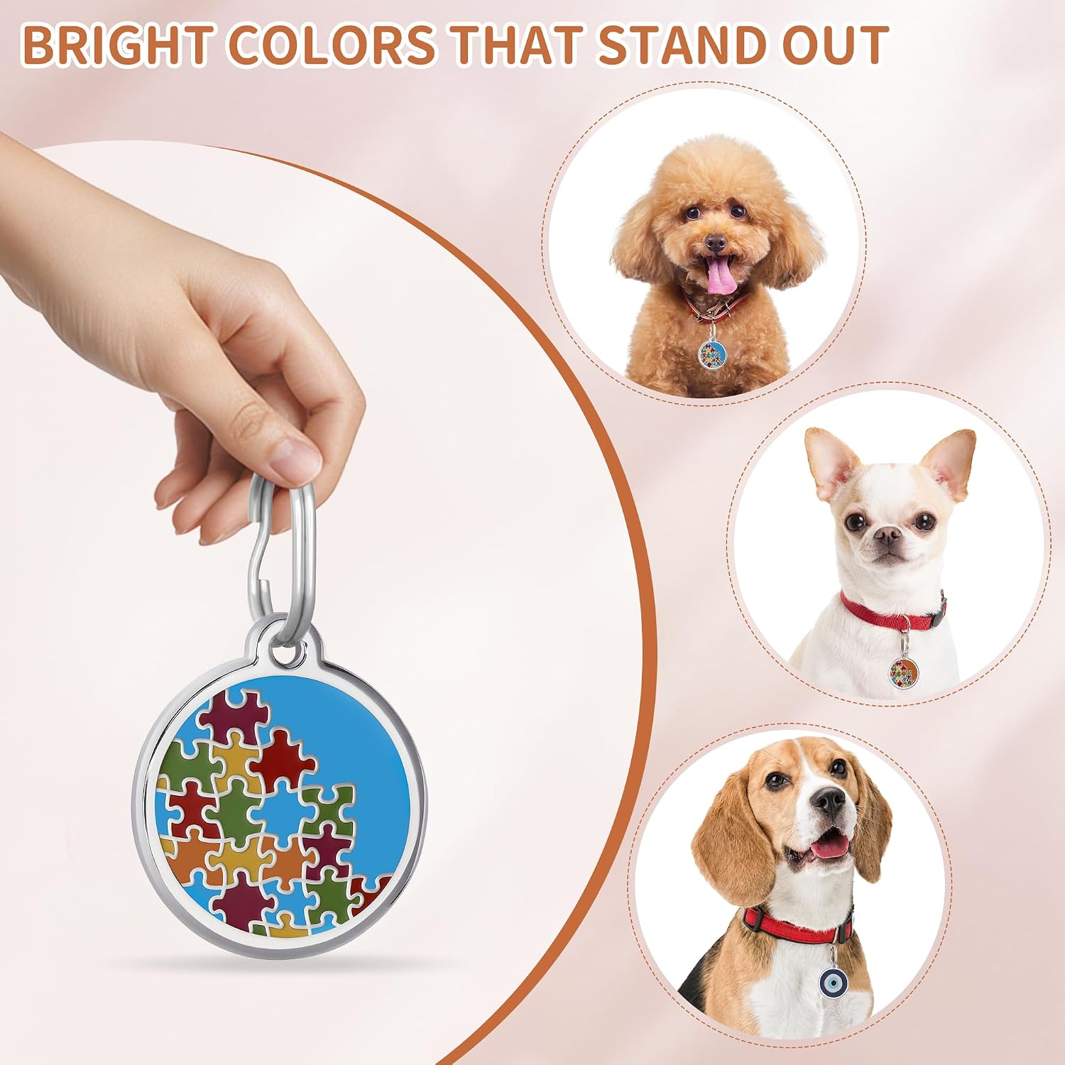 Premium imported stainless steel dog tag medium size lifestyle