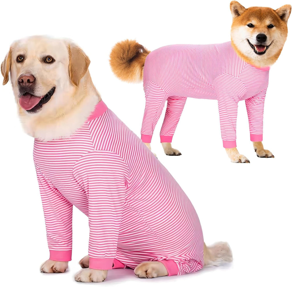 Yeapeeto dog onesie surgery recovery suit front view on a golden retriever