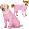 Yeapeeto dog onesie surgery recovery suit front view on a golden retriever