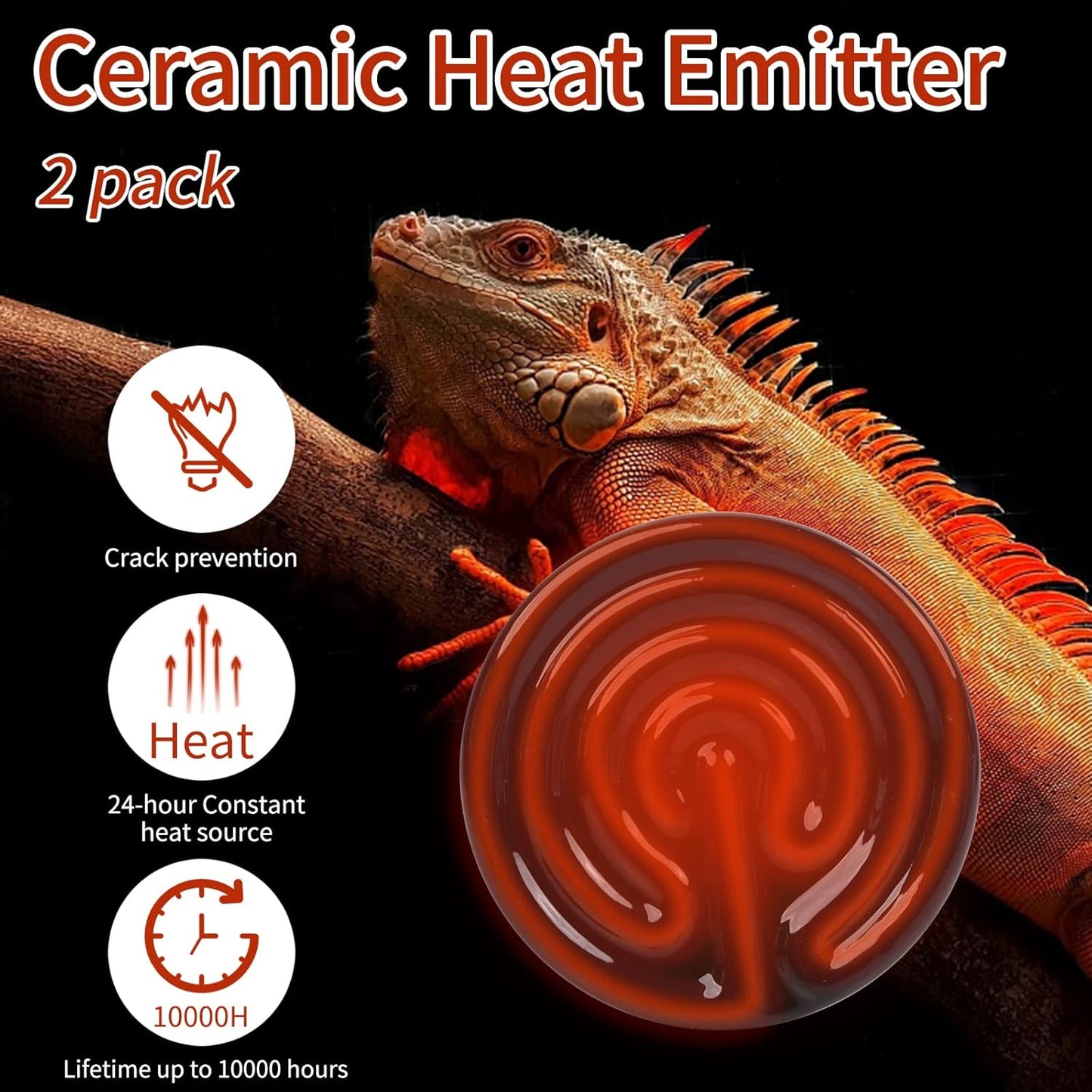 Close up of REPTI HOME reptile ceramic heater bulb highlighting the standard screw base construction