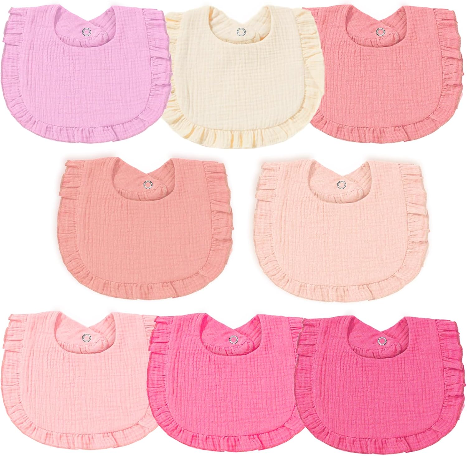 Duludulu 8 pack muslin baby bibs for girls front view