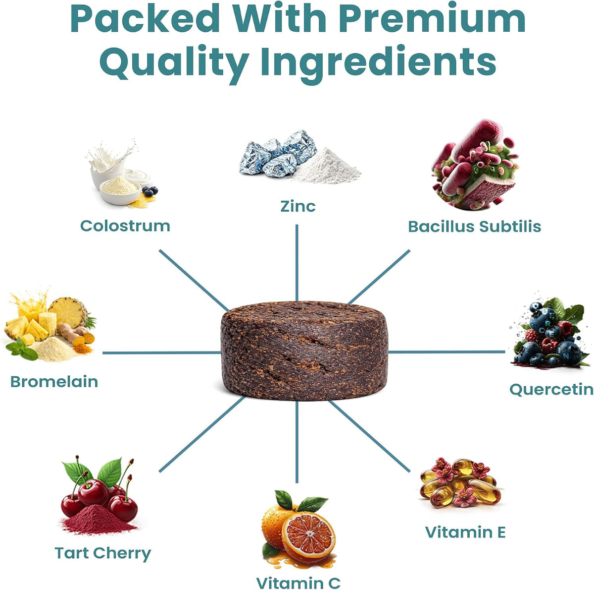Colostrum and probiotics dog skin supplement container back view
