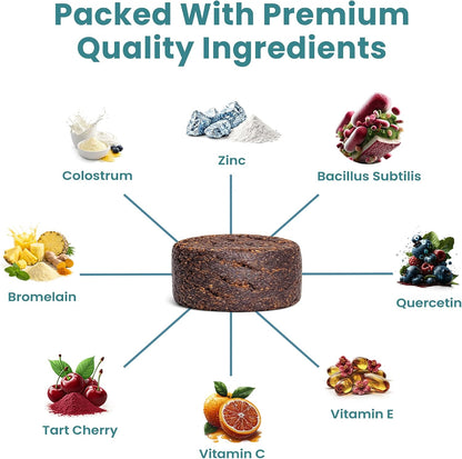 Colostrum and probiotics dog skin supplement container back view
