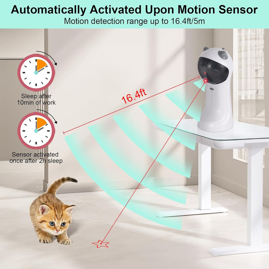 Rechargeable kitty laser pointer displaying the four different speed mode indicator lights