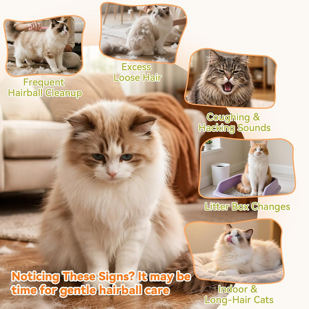 Back label of Puainta cat hairball treatment with ingredient information and feeding guidelines.