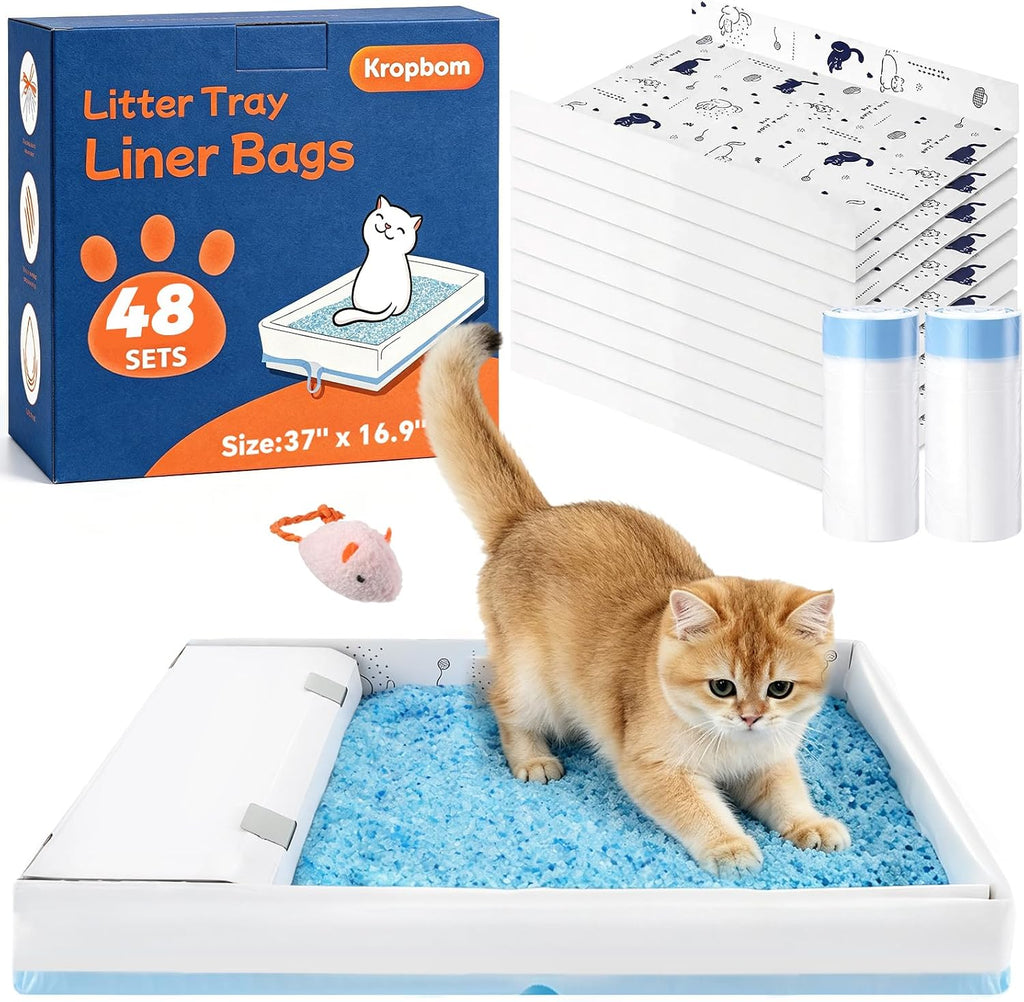 24 Pack Litter Box Liners Compatible with Safe Pets Scoopfree Cat Litter Box Tray Refill, Large Cat Waste Poop Bags with Anti-scratch Cardboard and Drawstring Heavy Tear-resistant- 37" x 16" - Image 13