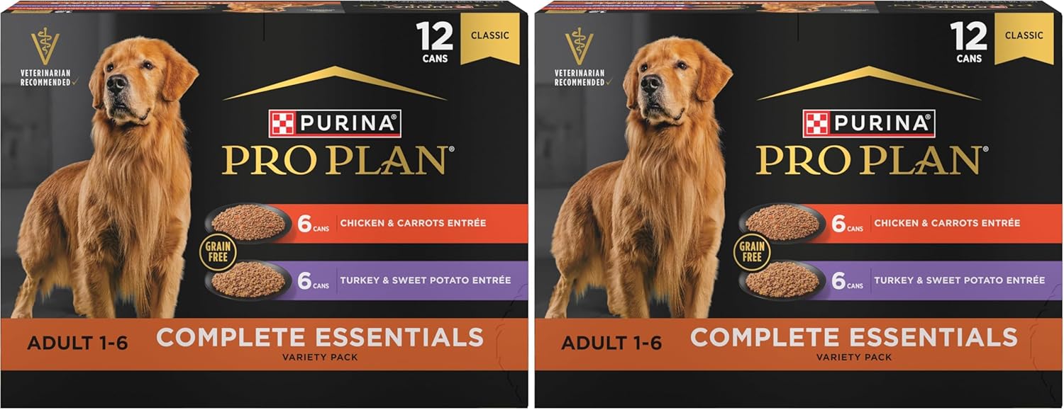 Purina Pro Plan Wet Dog Food Grain Free Complete Essentials Variety Pack, Chicken and Carrots and Turkey and Sweet Potato Entrees - (Pack of 12) 13 oz. Cans - Image 10