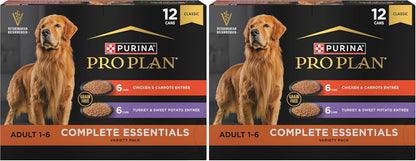 Purina Pro Plan Wet Dog Food Grain Free Complete Essentials Variety Pack, Chicken and Carrots and Turkey and Sweet Potato Entrees - (Pack of 12) 13 oz. Cans - Image 10