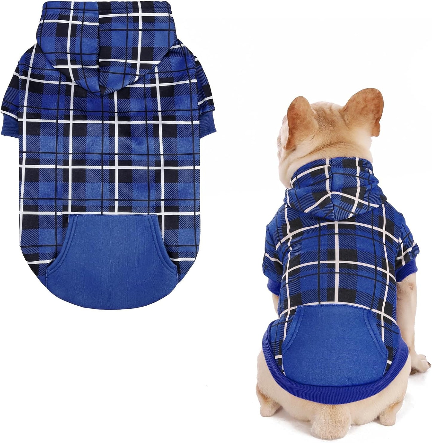 EXPAWLORER Plaid Dog Hoodie - British Style Warm Dog Sweater Shirt with Leash Hole,Pitbull Clothes Outfits,Winter Coat Apparel for All Breeds Puppy Girl Boy-Cat Apparel,Beige Medium - Image 14