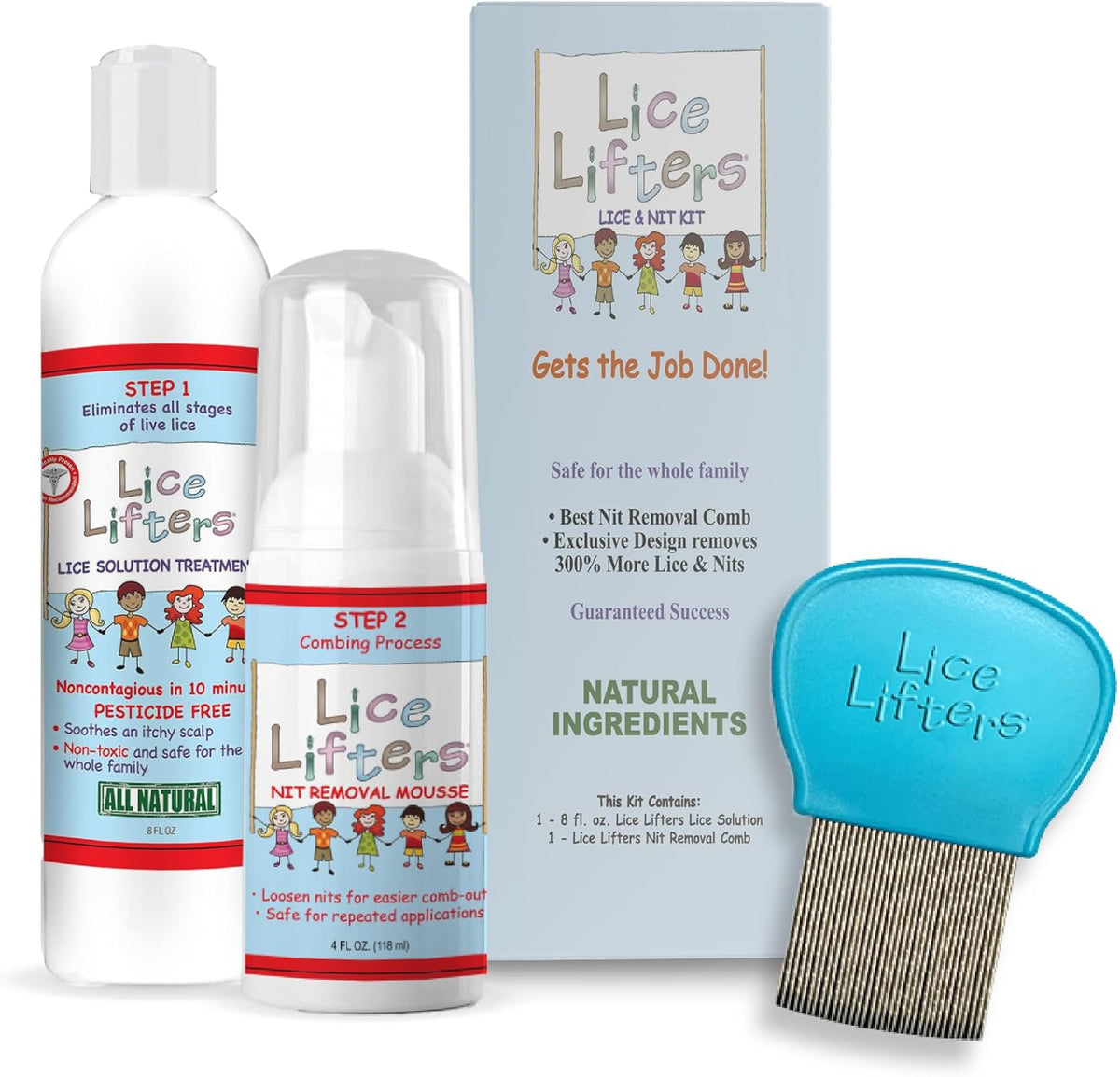 Lice Lifters Treatment Kit front view of professional lice removal products