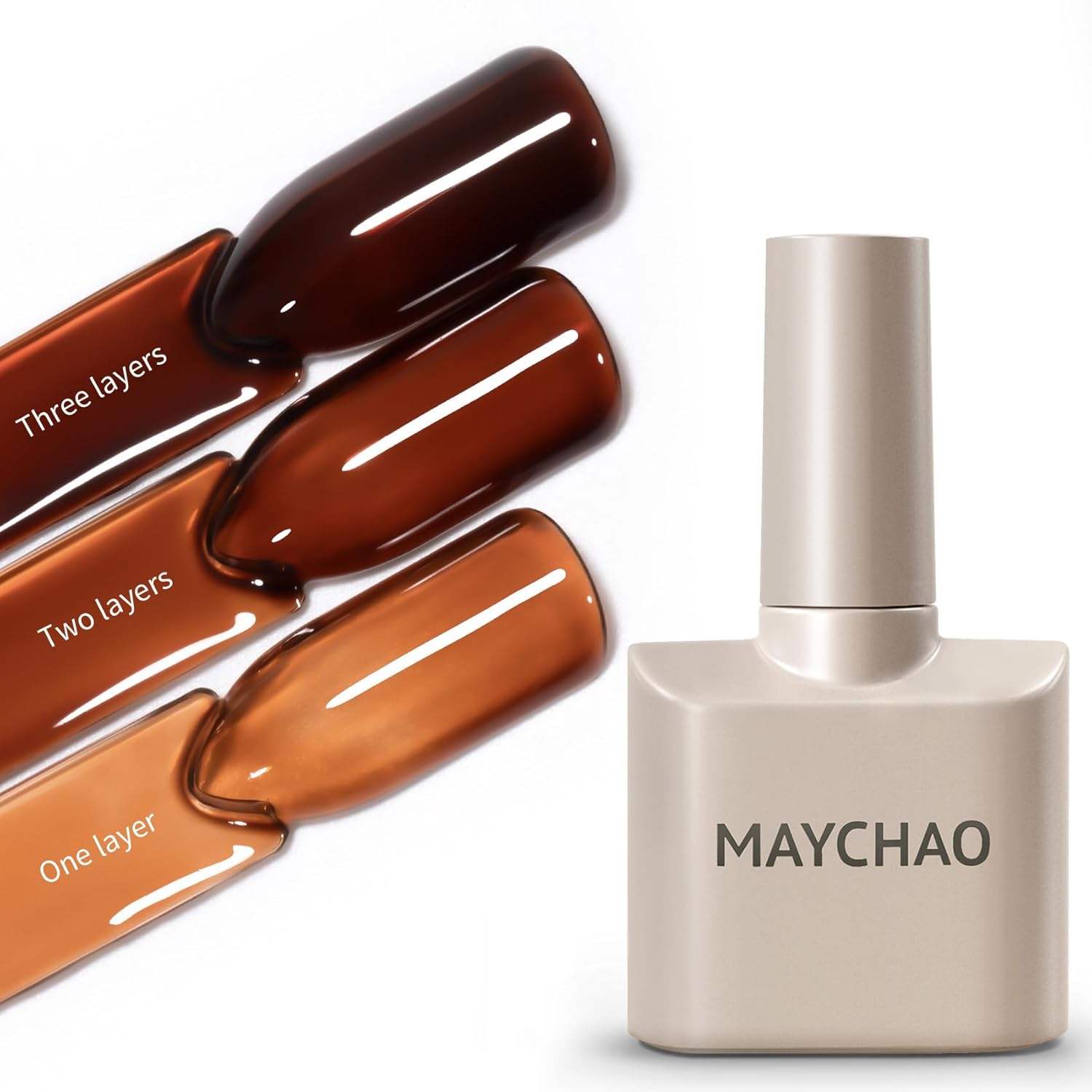 MAYCHAO Jelly Sheer Tortoise Gel Nail Polish 15 ML bottle in Hot Cocoa Amber