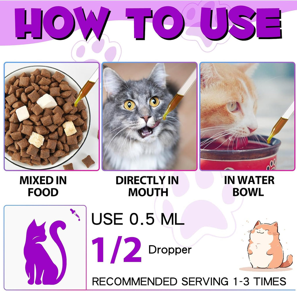 Onznoz daily cat vitamins bottle alongside a healthy cat demonstrating shiny coat results.