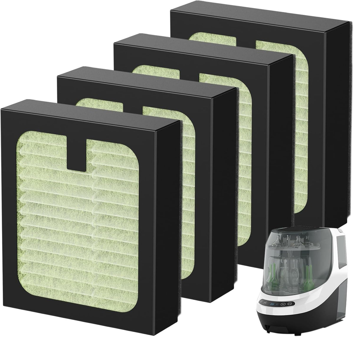 Cabiclean HEPA filter replacement four pack front view showing premium filtration layers
