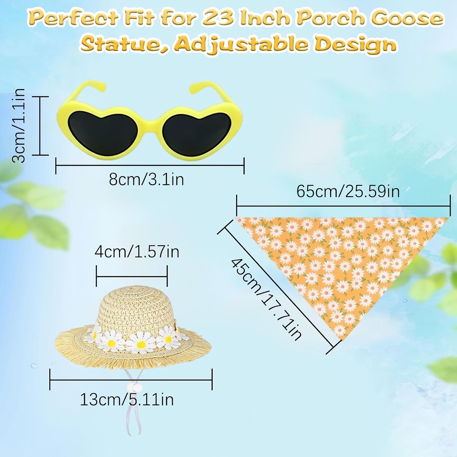 Jeere sunflower theme porch goose garment showing secure elastic bands for stable outdoor placement