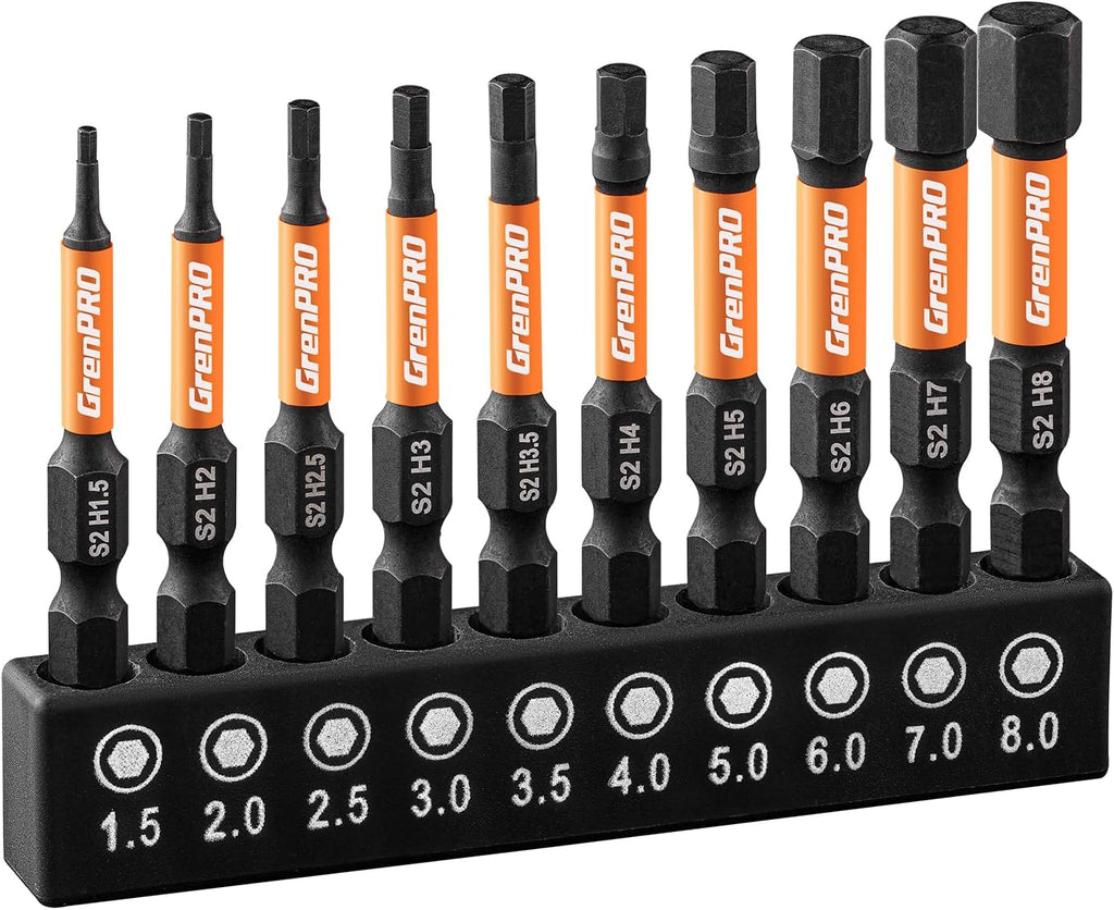 GRENPRO Allen Wrench Drill Bit Set 22pcs Hex Bit SetImpact Driver Bit SetScrewdriver Bit SetAllen Wrenches SetsAllen Socket Set4" Long Metric&SAE 1/4" Hex Shank Magnetic Allen Key Drill Bits Sets - Image 9