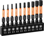 GRENPRO Allen Wrench Drill Bit Set 22pcs Hex Bit SetImpact Driver Bit SetScrewdriver Bit SetAllen Wrenches SetsAllen Socket Set4" Long Metric&SAE 1/4" Hex Shank Magnetic Allen Key Drill Bits Sets - Image 9