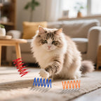 Sixty piece bulk pack assortment of durable cat chase toys for daily exercise.