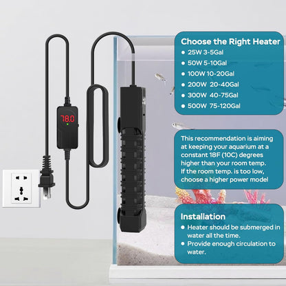AquaMiracle aquarium heater mounted in 40 gallon tank