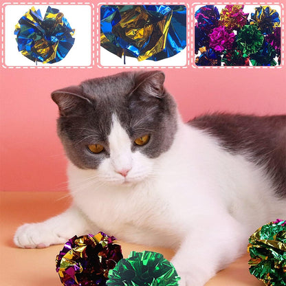 Side view of the two point five inch pet show mylar kitten toy ball demonstrating its perfect size