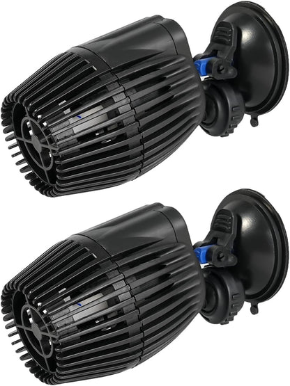 AQUANEAT aquarium circulation pump front view showing compact black submersible powerhead design.