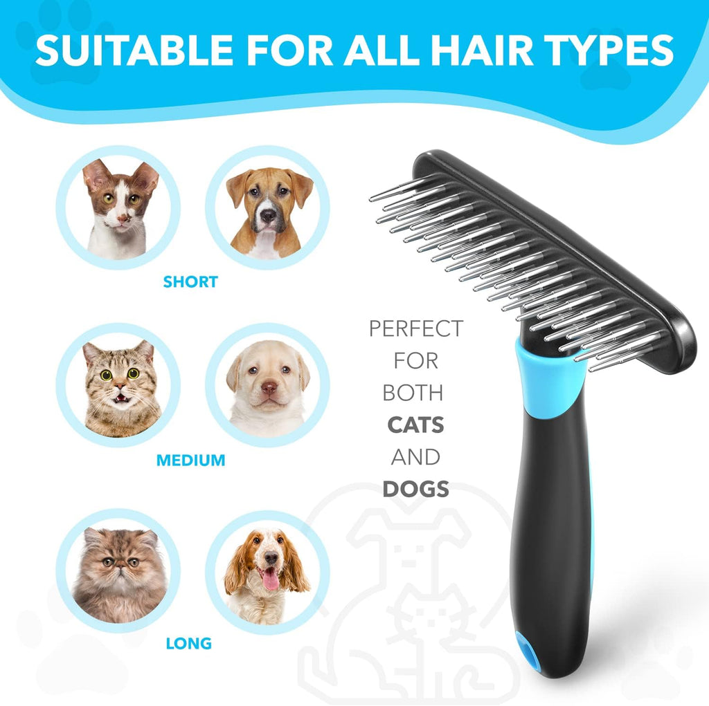 Side profile of Dogi deshedding tool showing dual row pins