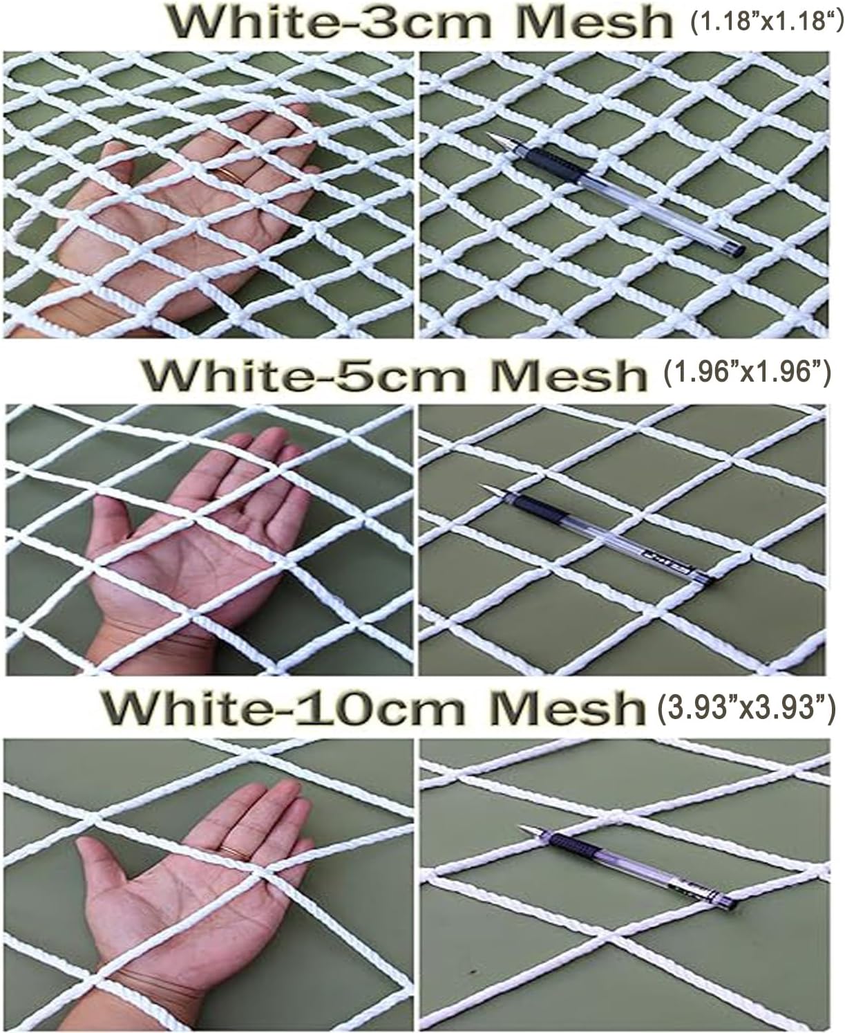 Close up of 3cm square mesh nylon safety netting