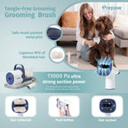 Quiet dog shedding vacuum cleaner operating at less than 50 decibels.