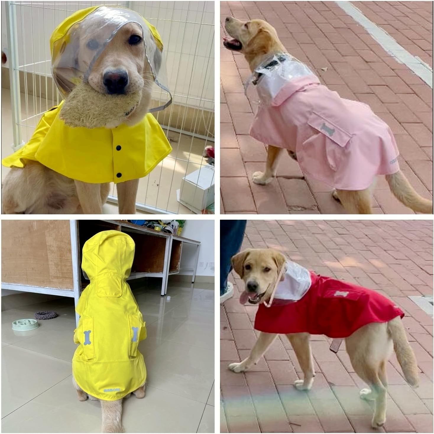 Clear PVC hood component detail on the MAMORE waterproof pink puppy poncho.