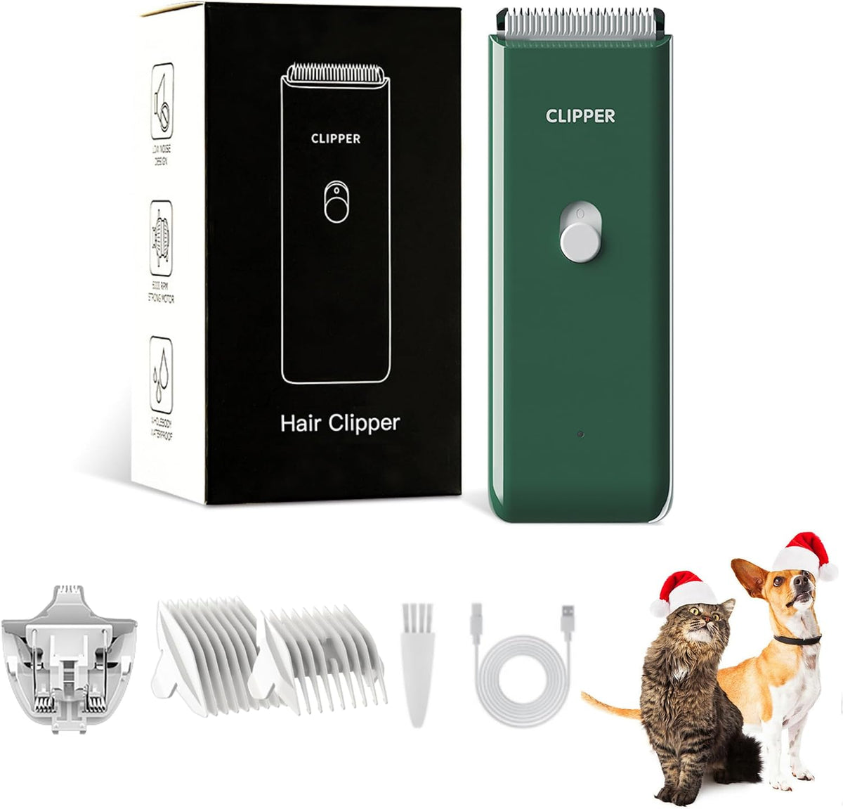 Prowerful Home Professional Dog Grooming Kit Clipper Low Noise USB Rechargeable Gifts for Dog Cat Black,TS006 - Image 10